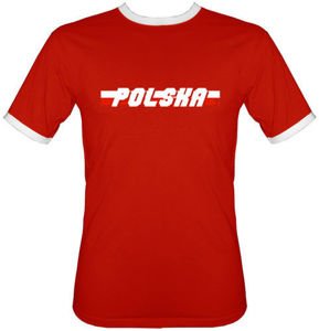 t-shirt 2K055 Polska napis Flaga Czerwony